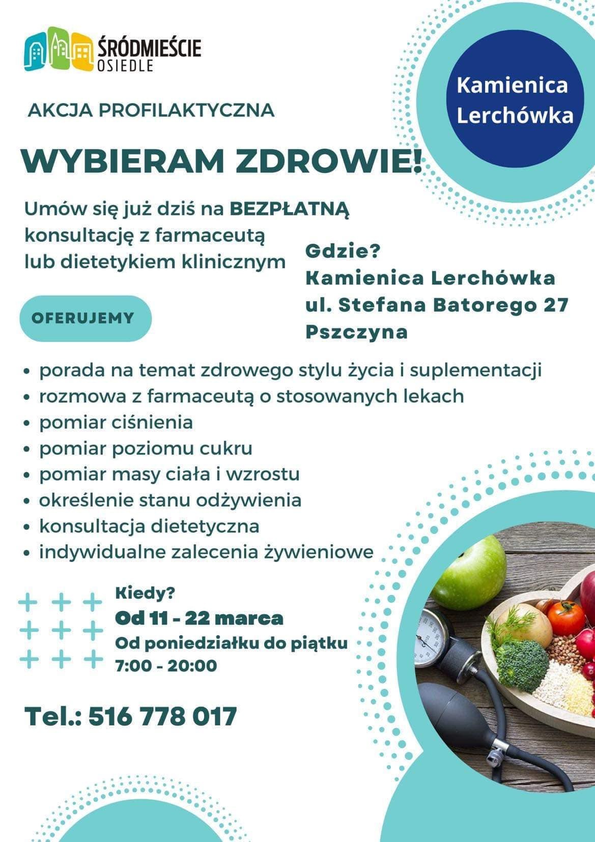 Plakat informujący o szczegółach akcji wybieram zdrowie